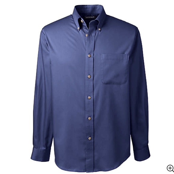 Lands' End Other - Land’s End Pinpoint Oxford Navy Mens Long Sleeve Button Up Dress Shirt